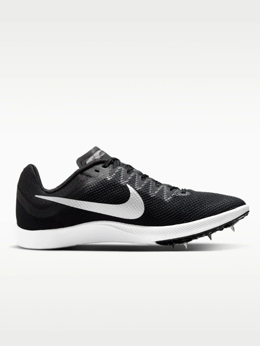 Nike Rival Distance Track & Field Black Silver Swoosh Athletic Spike Shoes 6